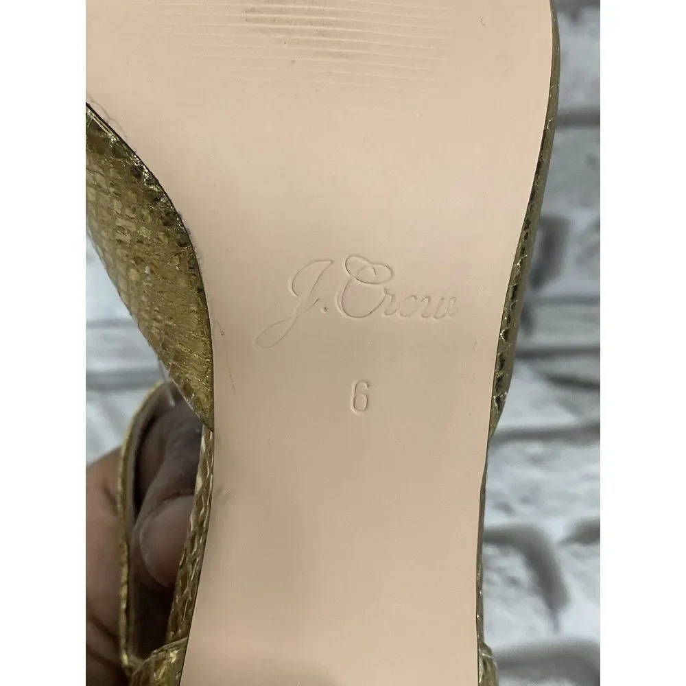 J.Crew Womens Millie‎ Ankle-Strap Heels in Snake-Embossed Italian Leather Size 6